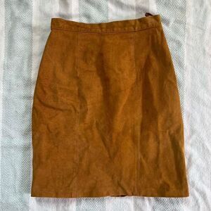 brown genuine suede leather mini pencil skirt